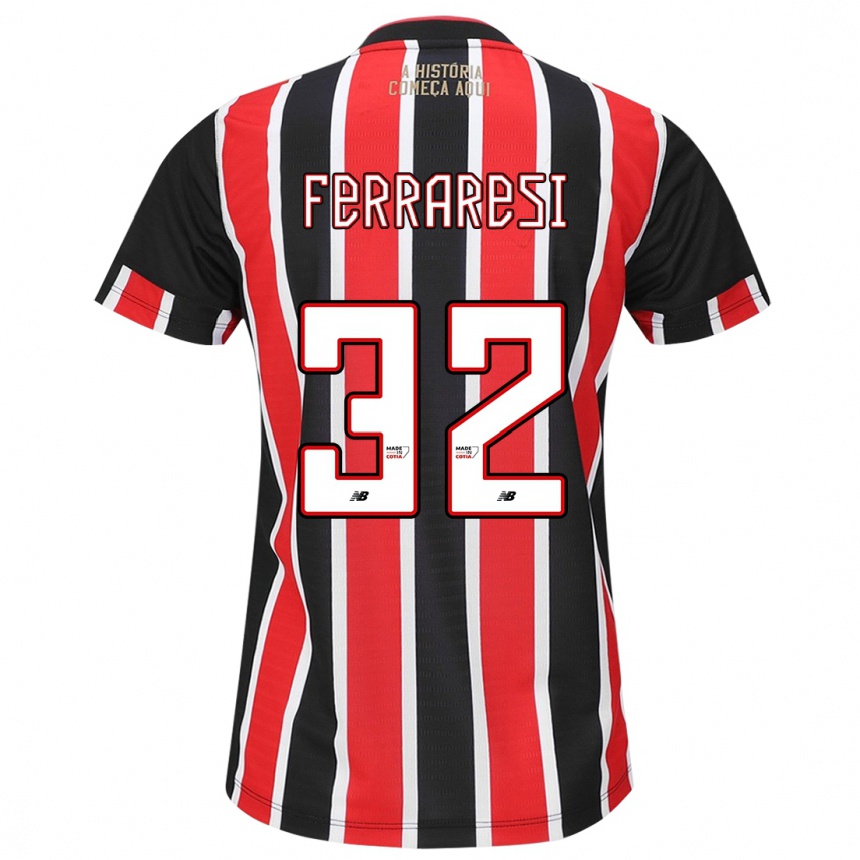 Niño Fútbol Camiseta Nahuel Ferraresi #32 Negro Rojo Blanco 2ª Equipación 2024/25