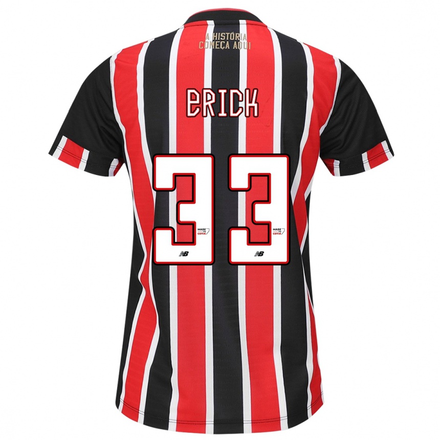 Niño Fútbol Camiseta Erick #33 Negro Rojo Blanco 2ª Equipación 2024/25