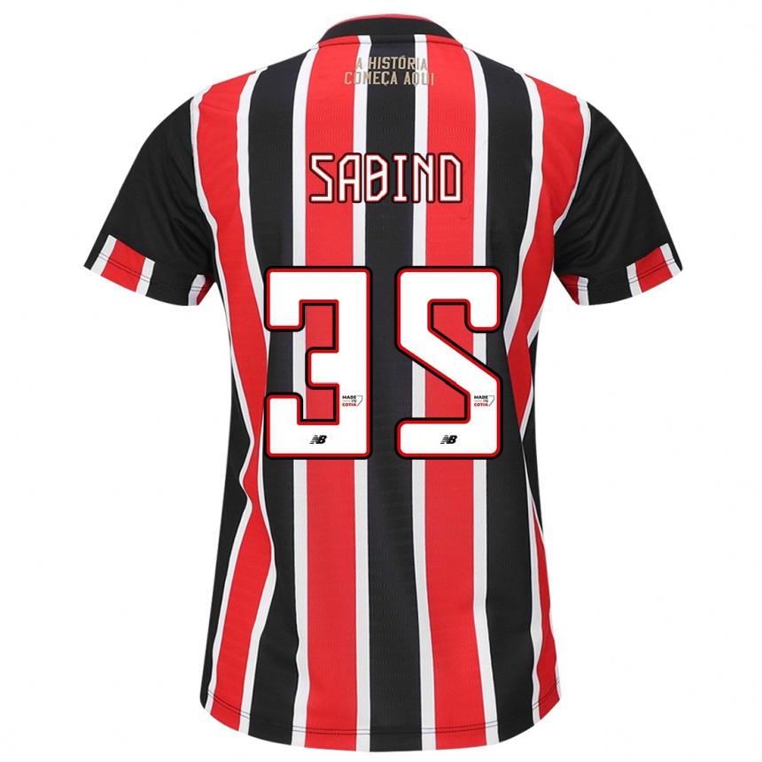 Niño Fútbol Camiseta Sabino #35 Negro Rojo Blanco 2ª Equipación 2024/25