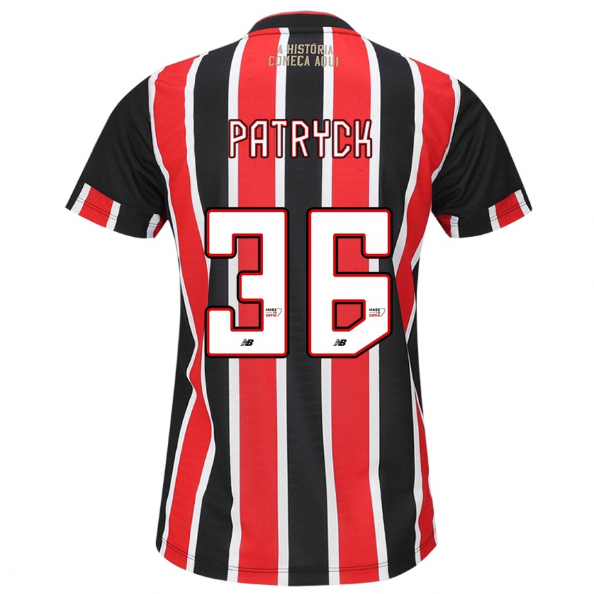 Niño Fútbol Camiseta Patryck #36 Negro Rojo Blanco 2ª Equipación 2024/25