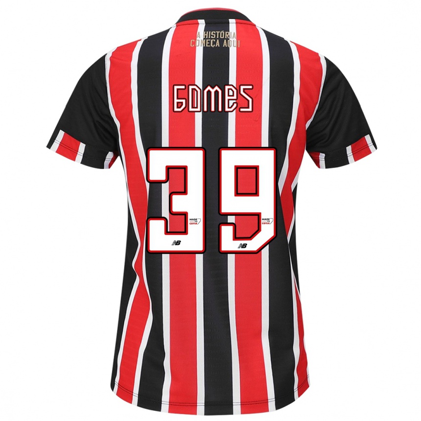 Niño Fútbol Camiseta William Gomes #39 Negro Rojo Blanco 2ª Equipación 2024/25