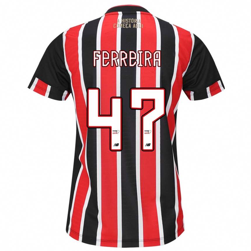 Niño Fútbol Camiseta Ferreira #47 Negro Rojo Blanco 2ª Equipación 2024/25