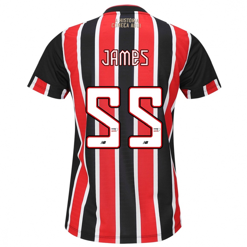 Niño Fútbol Camiseta James Rodríguez #55 Negro Rojo Blanco 2ª Equipación 2024/25