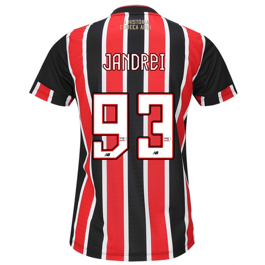 Niño Fútbol Camiseta Jandrei #93 Negro Rojo Blanco 2ª Equipación 2024/25