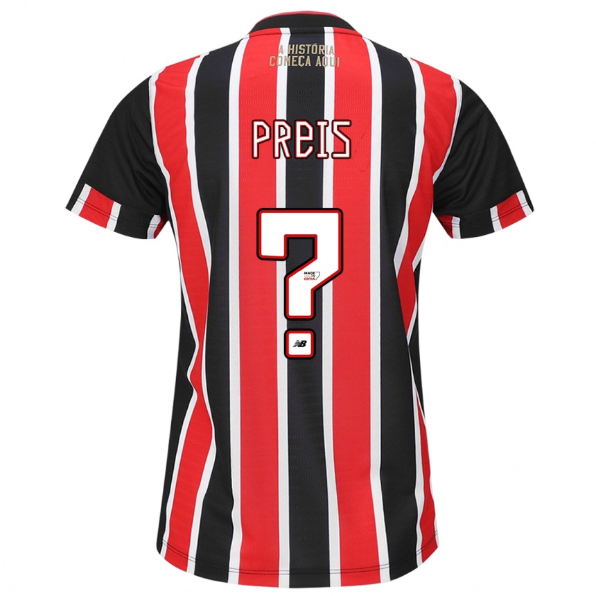 Niño Fútbol Camiseta Felipe Preis #0 Negro Rojo Blanco 2ª Equipación 2024/25