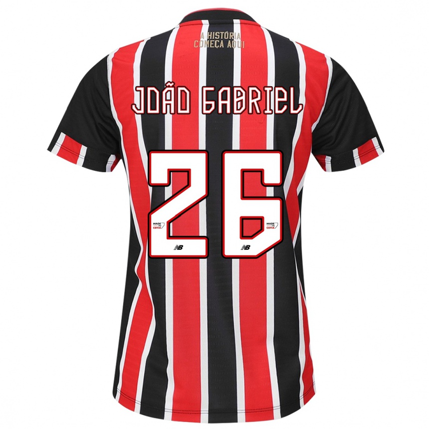 Niño Fútbol Camiseta João Gabriel #26 Negro Rojo Blanco 2ª Equipación 2024/25