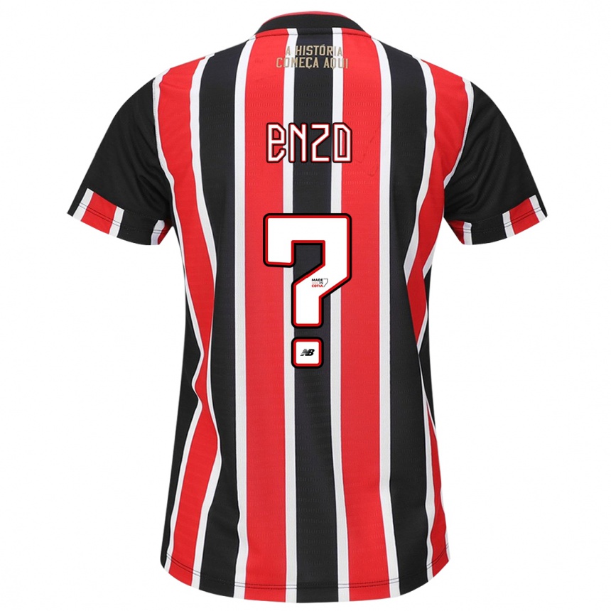 Niño Fútbol Camiseta Enzo Thomaz #0 Negro Rojo Blanco 2ª Equipación 2024/25