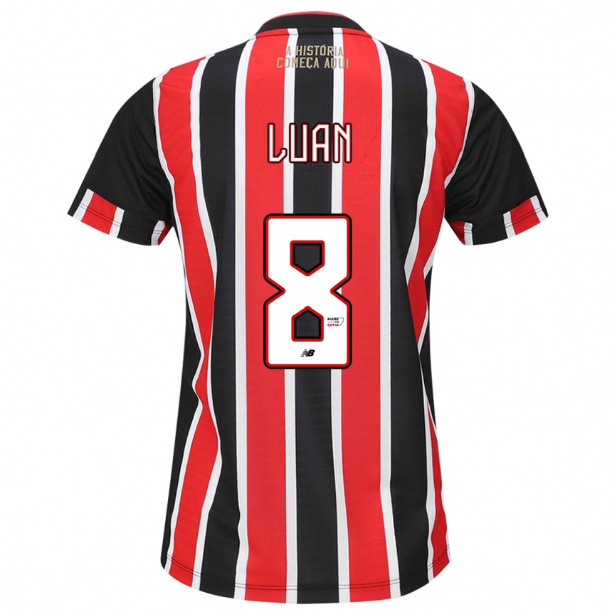 Niño Fútbol Camiseta Luan #8 Negro Rojo Blanco 2ª Equipación 2024/25