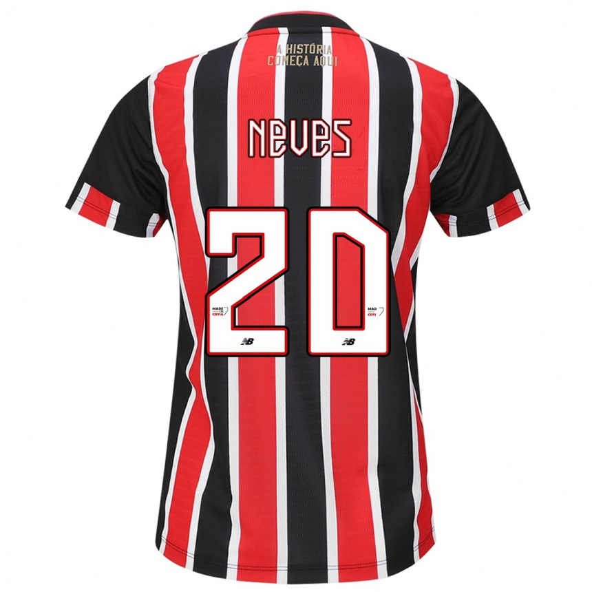 Niño Fútbol Camiseta Gabriel Neves #20 Negro Rojo Blanco 2ª Equipación 2024/25