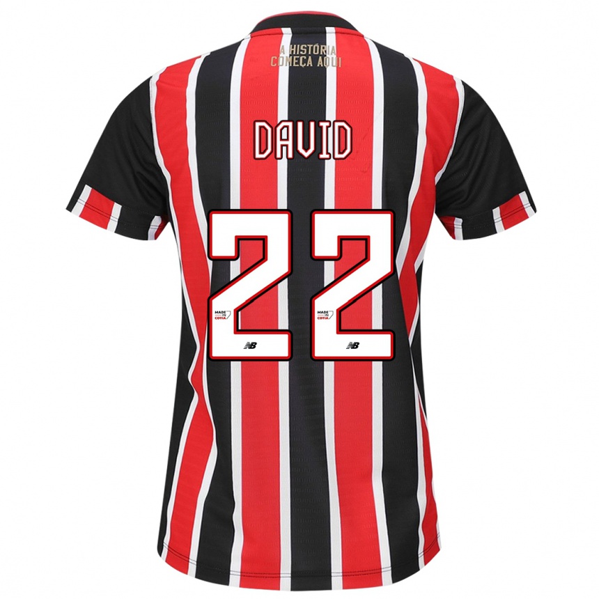 Niño Fútbol Camiseta David #22 Negro Rojo Blanco 2ª Equipación 2024/25