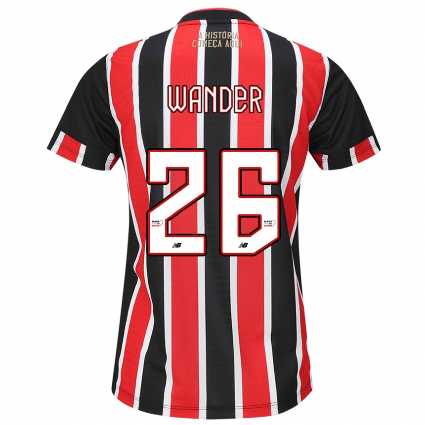 Niño Fútbol Camiseta Talles Wander #26 Negro Rojo Blanco 2ª Equipación 2024/25