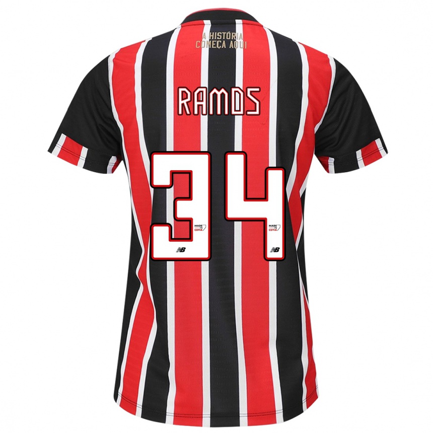 Niño Fútbol Camiseta Raí Ramos #34 Negro Rojo Blanco 2ª Equipación 2024/25