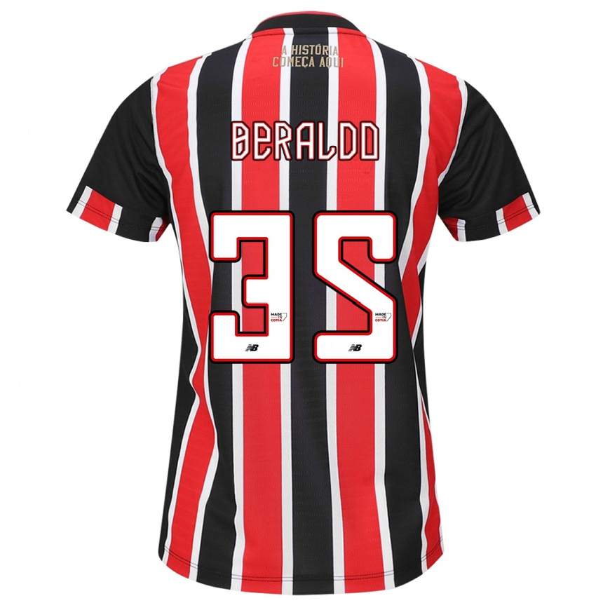 Niño Fútbol Camiseta Lucas Beraldo #35 Negro Rojo Blanco 2ª Equipación 2024/25