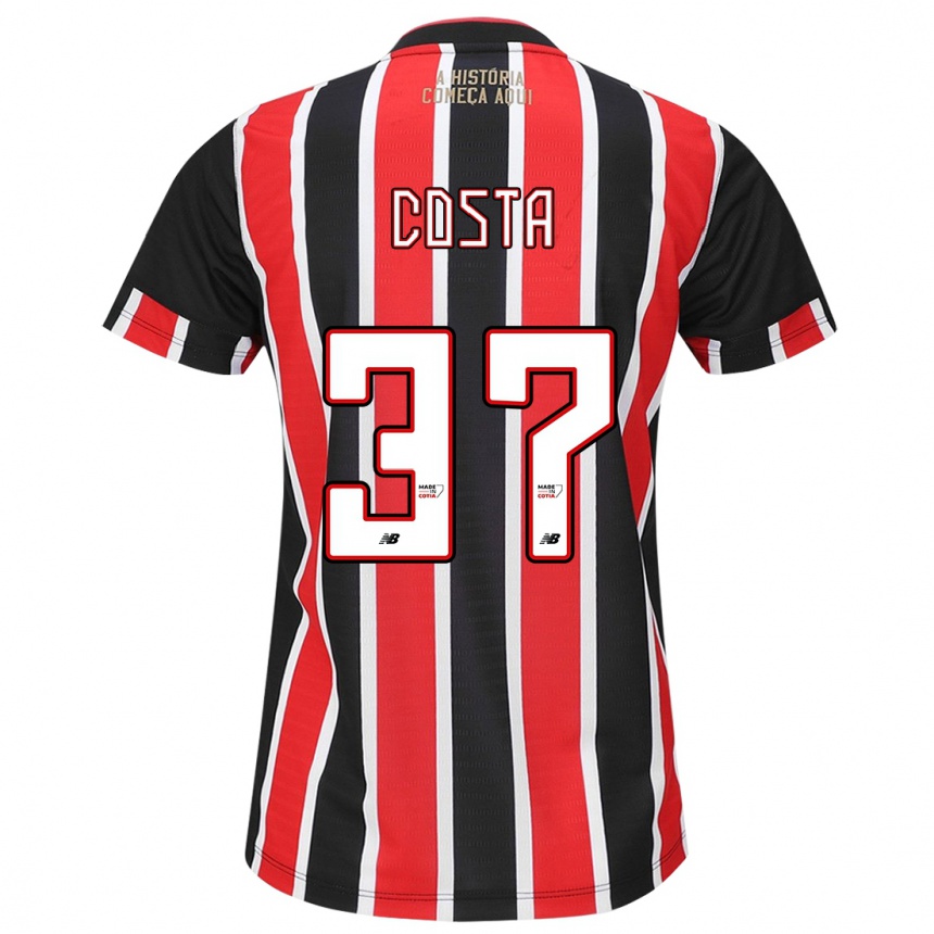 Niño Fútbol Camiseta Talles Costa #37 Negro Rojo Blanco 2ª Equipación 2024/25