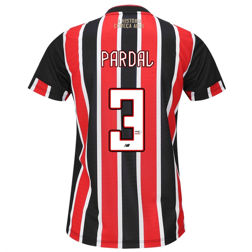 Niño Fútbol Camiseta Pardal #3 Negro Rojo Blanco 2ª Equipación 2024/25