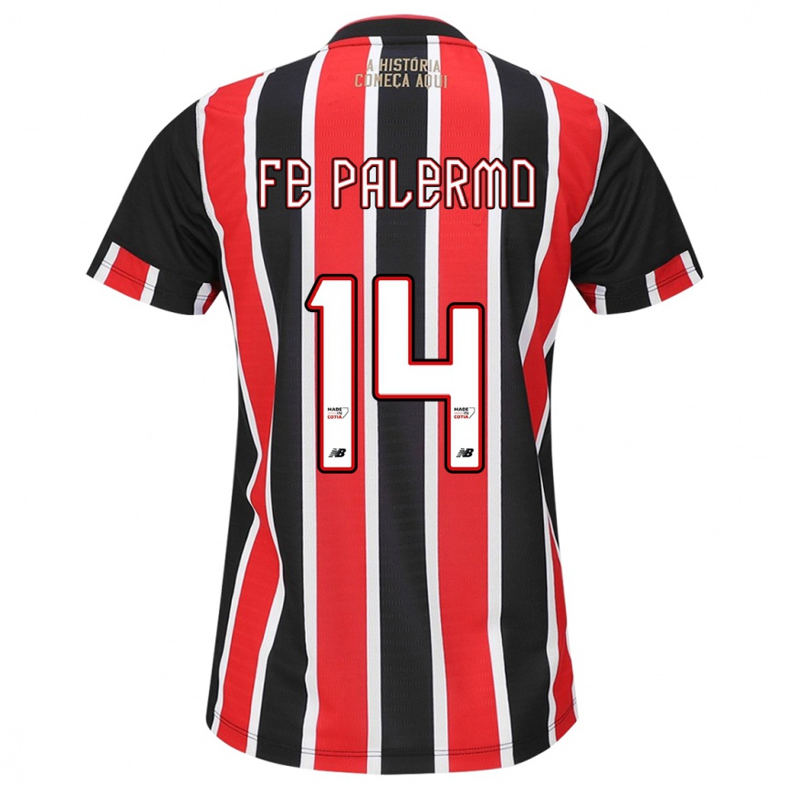 Niño Fútbol Camiseta Fe Palermo #14 Negro Rojo Blanco 2ª Equipación 2024/25