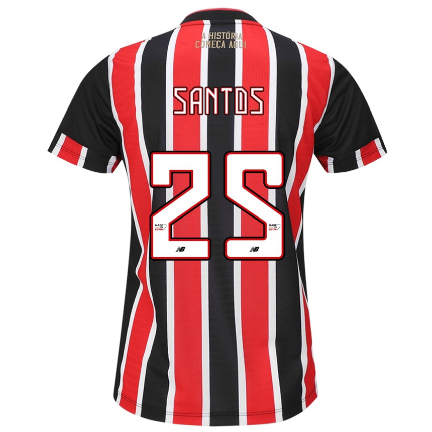 Niño Fútbol Camiseta Mariana Santos #25 Negro Rojo Blanco 2ª Equipación 2024/25