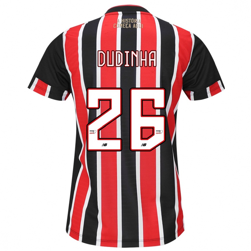 Niño Fútbol Camiseta Dudinha #26 Negro Rojo Blanco 2ª Equipación 2024/25