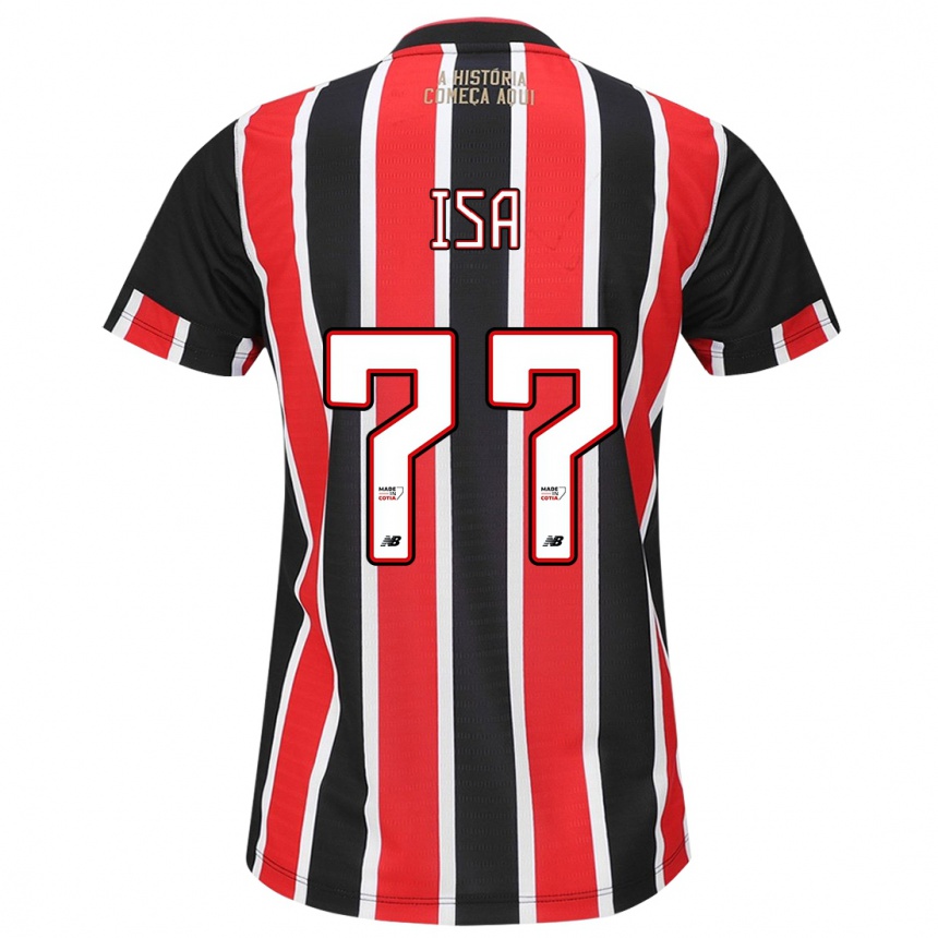 Niño Fútbol Camiseta Isa #77 Negro Rojo Blanco 2ª Equipación 2024/25