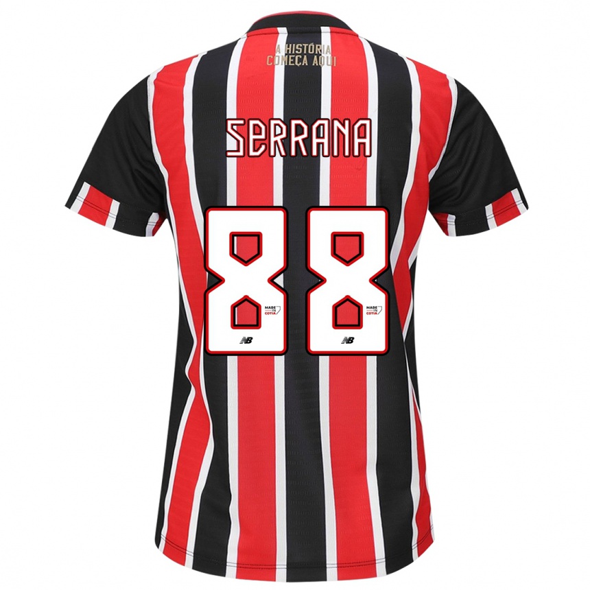 Niño Fútbol Camiseta Serrana #88 Negro Rojo Blanco 2ª Equipación 2024/25