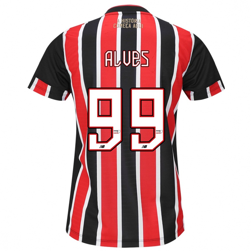 Niño Fútbol Camiseta Letícia Alves #99 Negro Rojo Blanco 2ª Equipación 2024/25