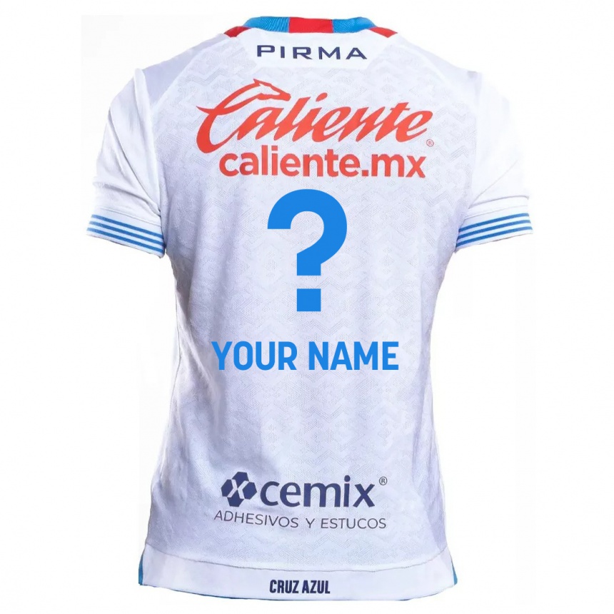 Niño Fútbol Camiseta Su Nombre #0 Blanco Azul 2ª Equipación 2024/25