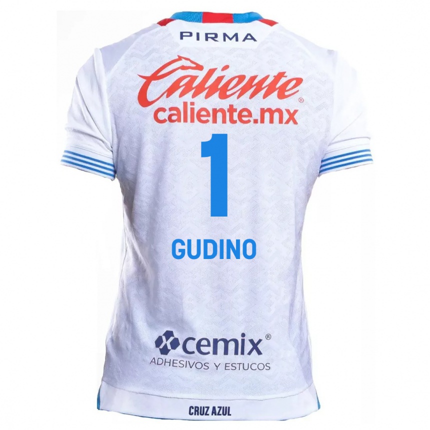 Niño Fútbol Camiseta Andrés Gudiño #1 Blanco Azul 2ª Equipación 2024/25