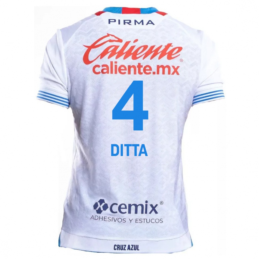 Niño Fútbol Camiseta Willer Ditta #4 Blanco Azul 2ª Equipación 2024/25