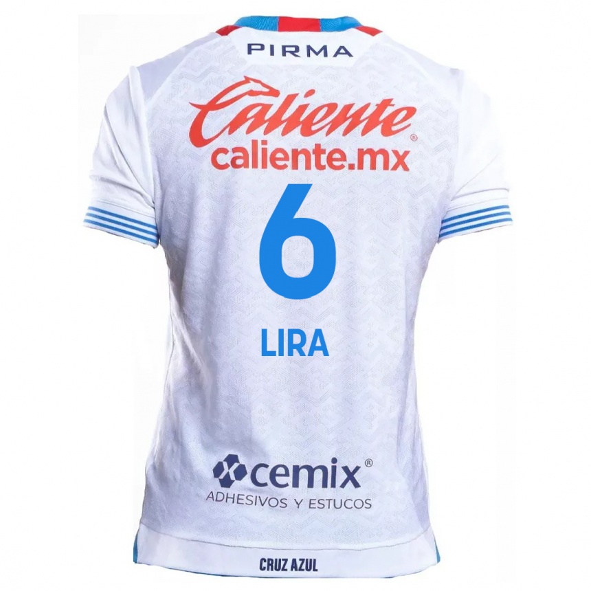 Niño Fútbol Camiseta Érik Lira #6 Blanco Azul 2ª Equipación 2024/25