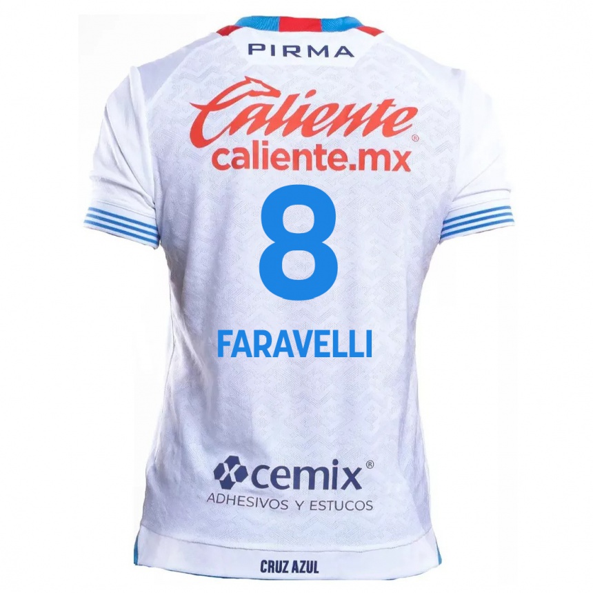 Niño Fútbol Camiseta Lorenzo Faravelli #8 Blanco Azul 2ª Equipación 2024/25