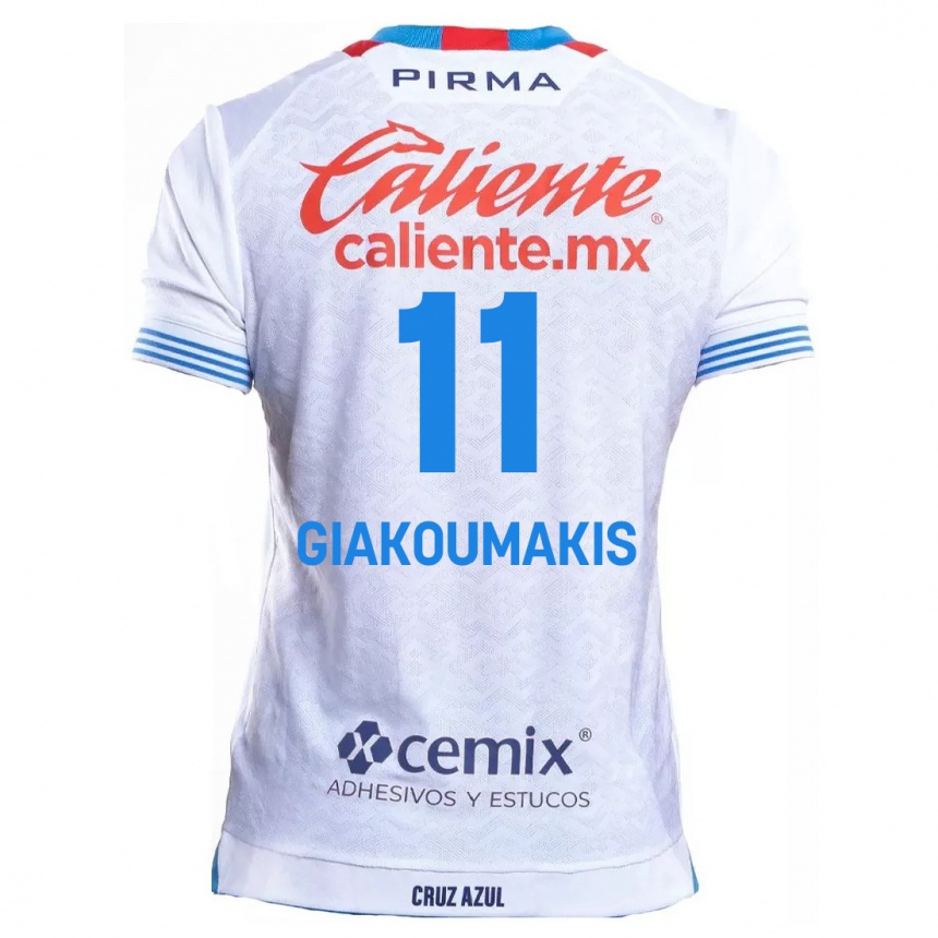 Niño Fútbol Camiseta Georgios Giakoumakis #11 Blanco Azul 2ª Equipación 2024/25