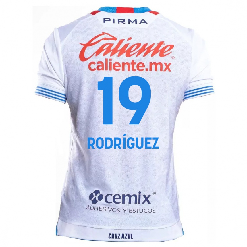 Niño Fútbol Camiseta Carlos Rodríguez #19 Blanco Azul 2ª Equipación 2024/25