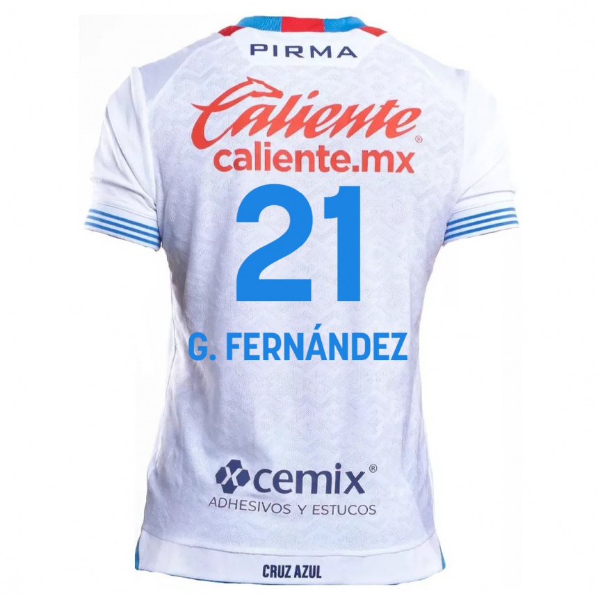 Niño Fútbol Camiseta Gabriel Fernández #21 Blanco Azul 2ª Equipación 2024/25