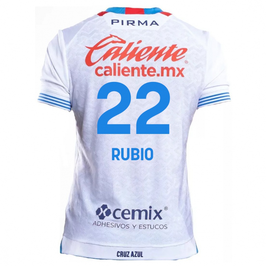 Niño Fútbol Camiseta Raymundo Rubio #22 Blanco Azul 2ª Equipación 2024/25