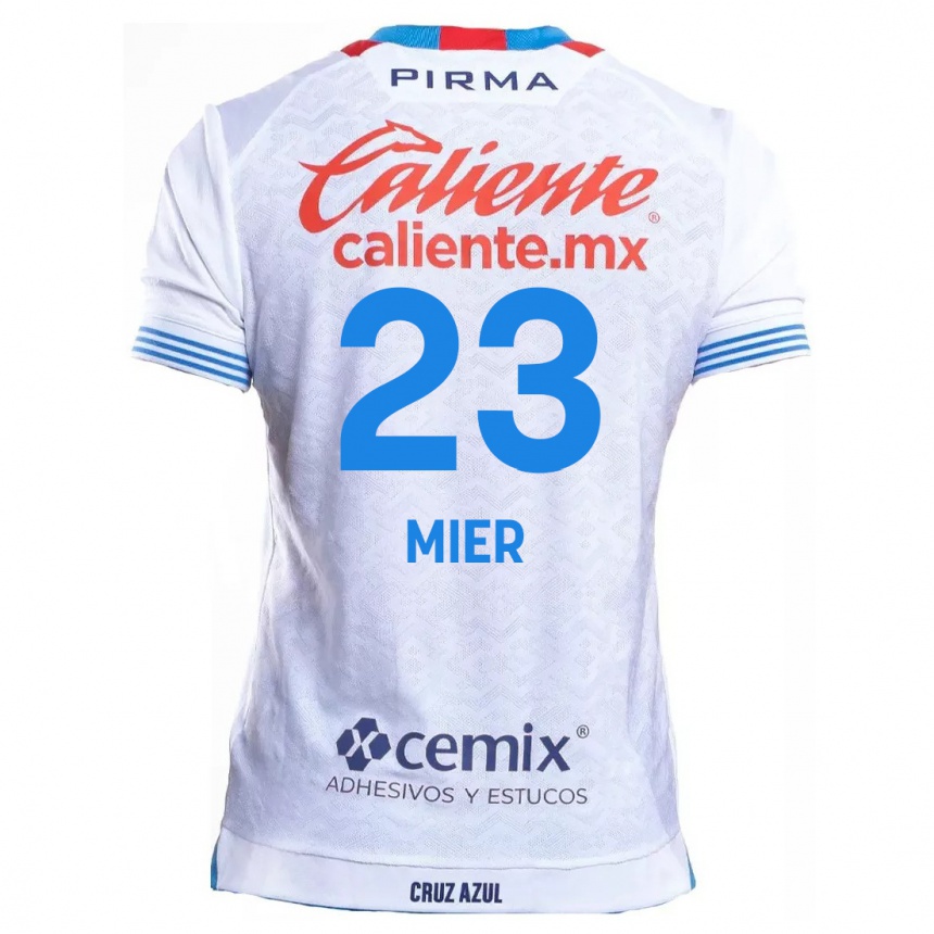 Niño Fútbol Camiseta Kevin Mier #23 Blanco Azul 2ª Equipación 2024/25