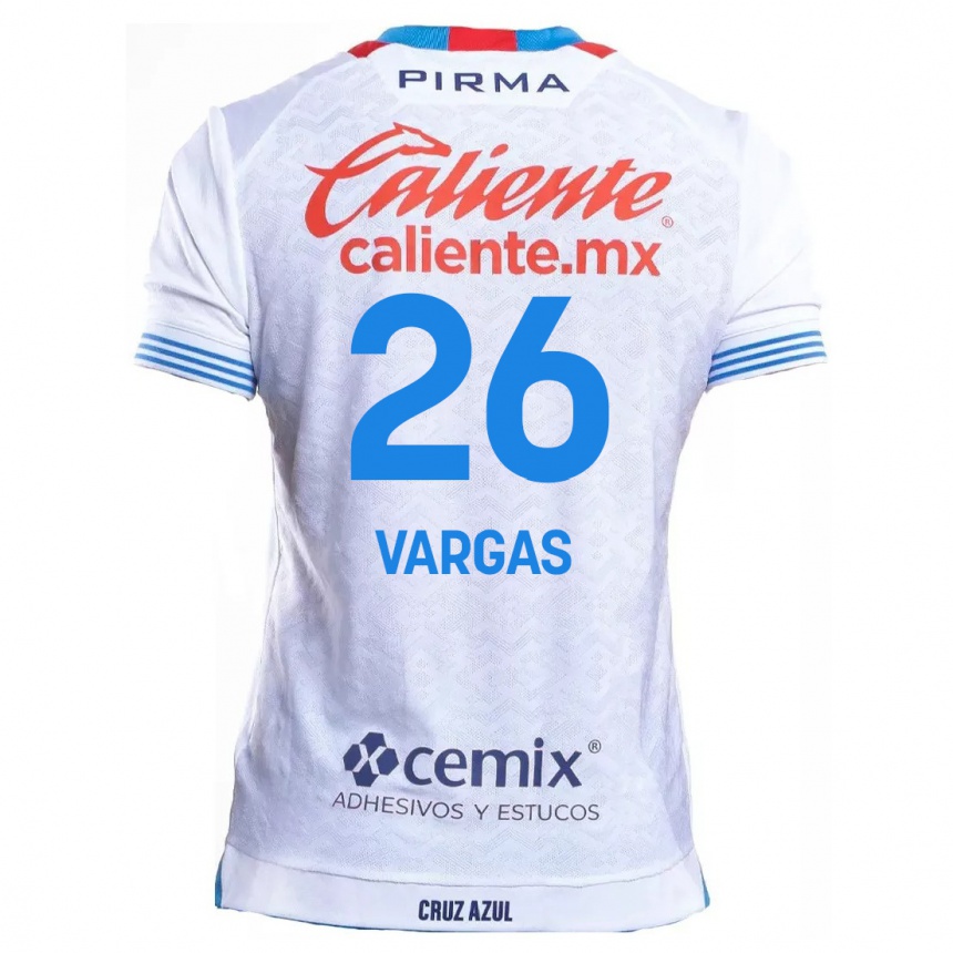 Niño Fútbol Camiseta Carlos Vargas #26 Blanco Azul 2ª Equipación 2024/25