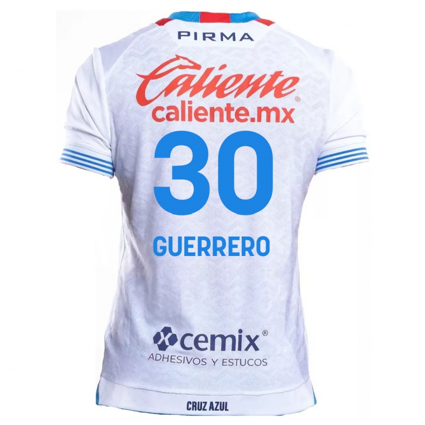 Niño Fútbol Camiseta Rafael Guerrero #30 Blanco Azul 2ª Equipación 2024/25