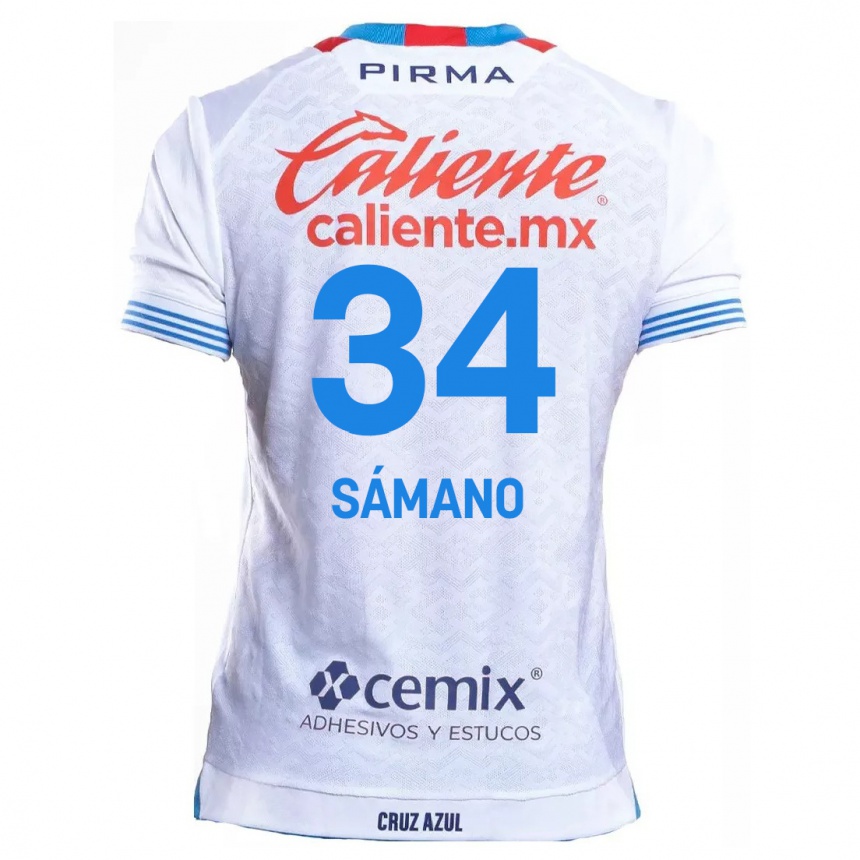 Niño Fútbol Camiseta Leonardo Sámano #34 Blanco Azul 2ª Equipación 2024/25