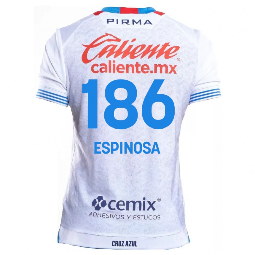 Niño Fútbol Camiseta Brandón Espinosa #186 Blanco Azul 2ª Equipación 2024/25