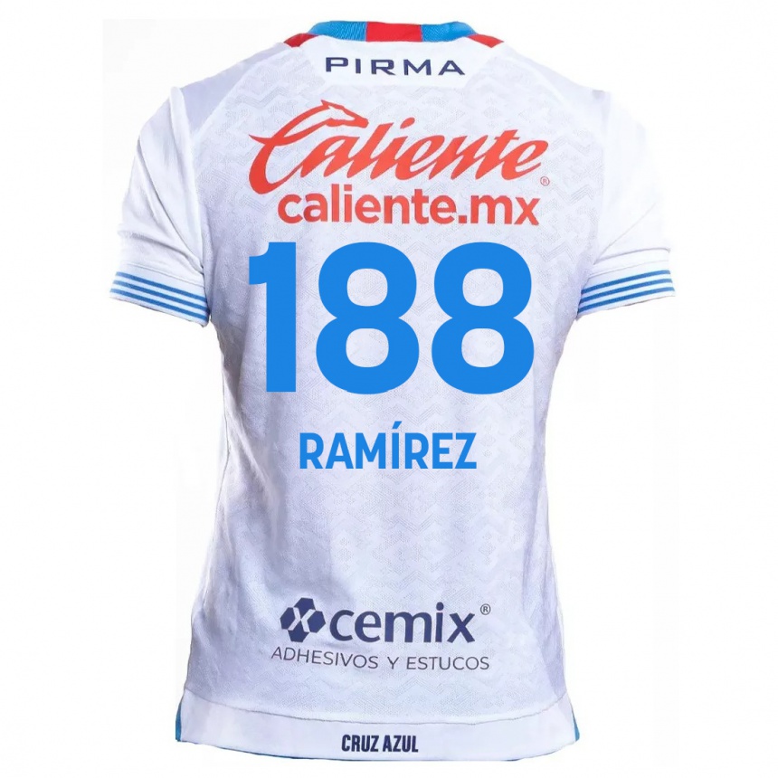 Niño Fútbol Camiseta Diego Ramírez #188 Blanco Azul 2ª Equipación 2024/25