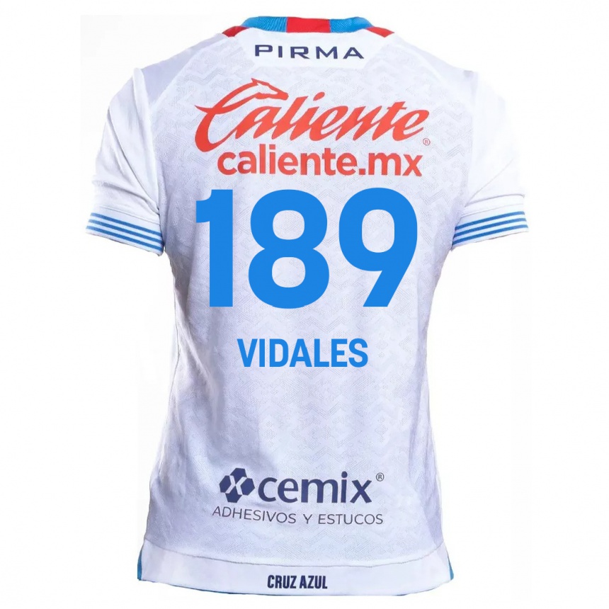 Niño Fútbol Camiseta Álvaro Vidales #189 Blanco Azul 2ª Equipación 2024/25