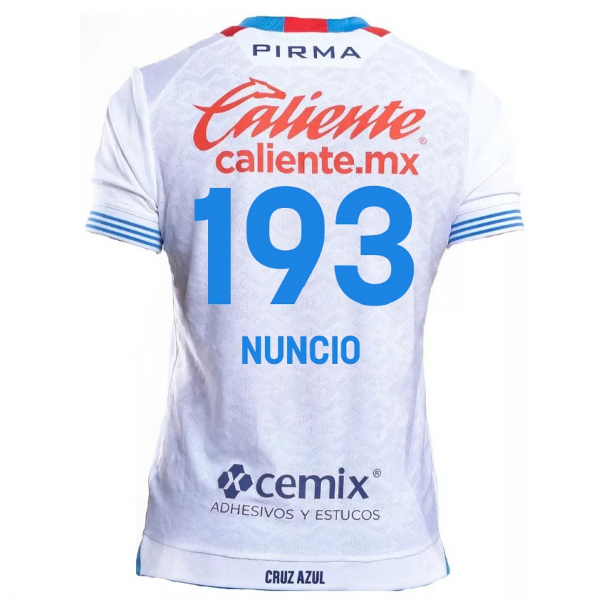 Niño Fútbol Camiseta Jorge Nuncio #193 Blanco Azul 2ª Equipación 2024/25