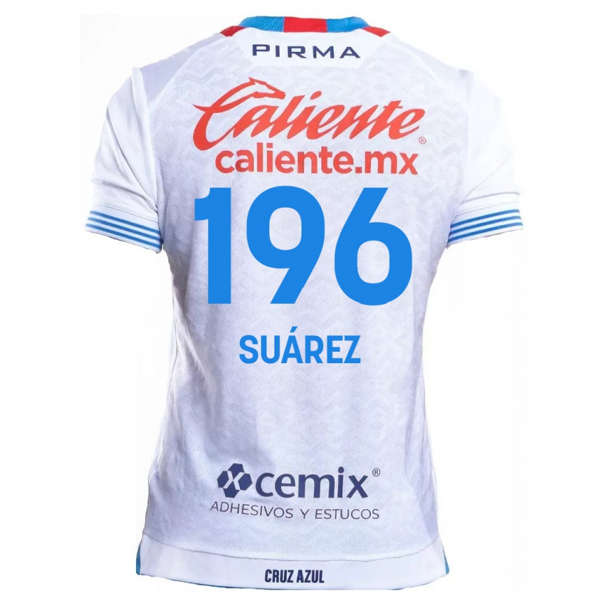 Niño Fútbol Camiseta Javier Suárez #196 Blanco Azul 2ª Equipación 2024/25