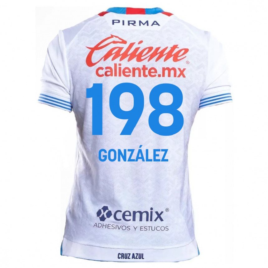 Niño Fútbol Camiseta Kenneth González #198 Blanco Azul 2ª Equipación 2024/25