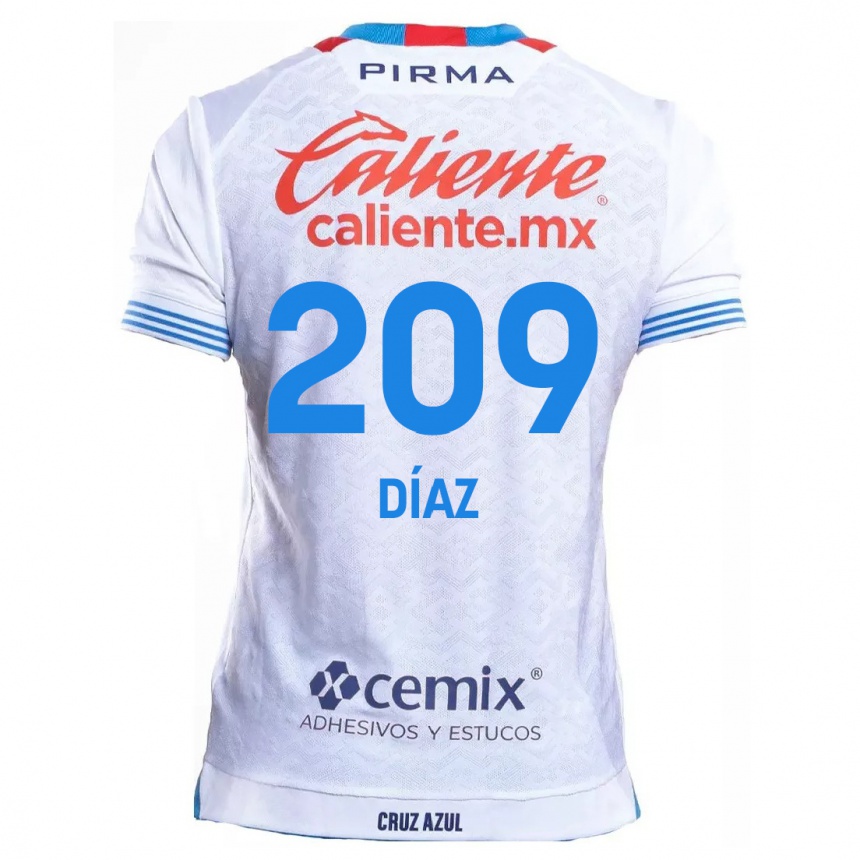 Niño Fútbol Camiseta Josué Díaz #209 Blanco Azul 2ª Equipación 2024/25