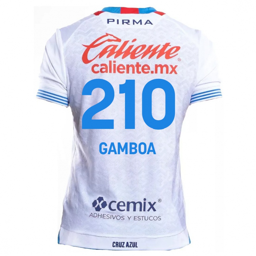 Niño Fútbol Camiseta Bryan Gamboa #210 Blanco Azul 2ª Equipación 2024/25