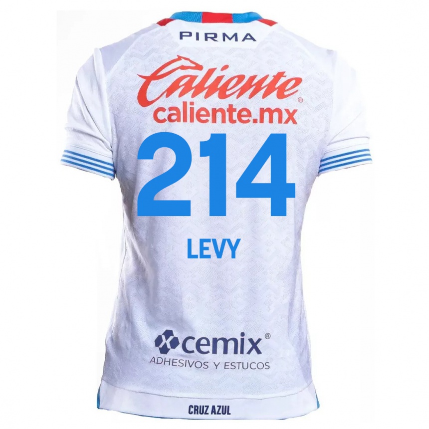 Niño Fútbol Camiseta Mateo Levy #214 Blanco Azul 2ª Equipación 2024/25