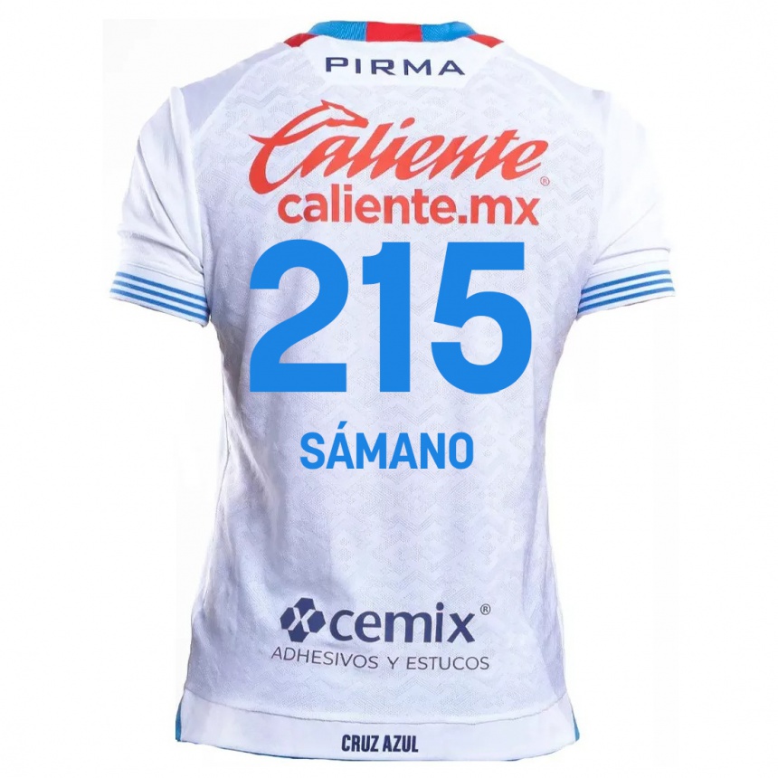 Niño Fútbol Camiseta Fernando Sámano #215 Blanco Azul 2ª Equipación 2024/25