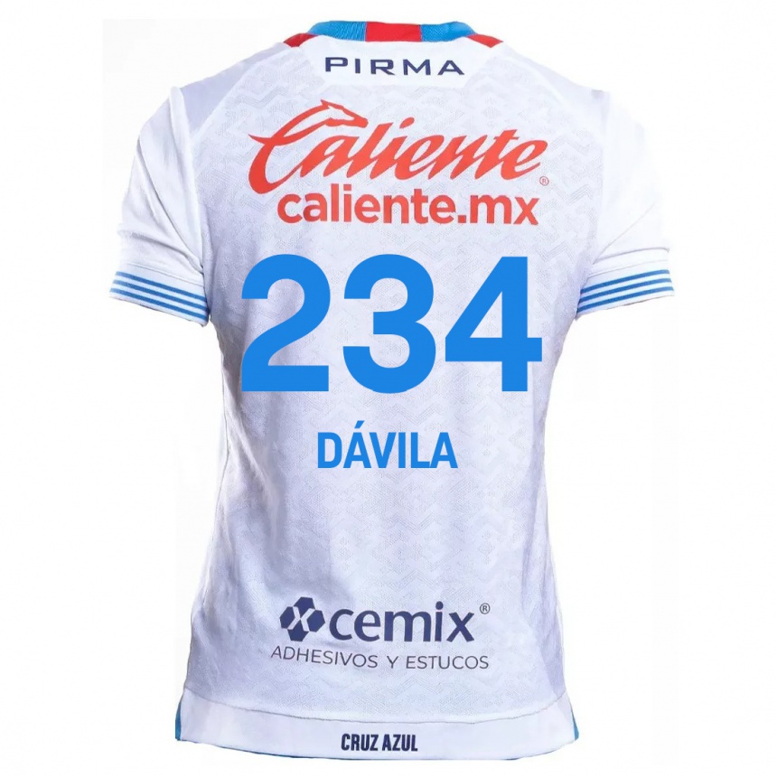 Niño Fútbol Camiseta Emilio Dávila #234 Blanco Azul 2ª Equipación 2024/25