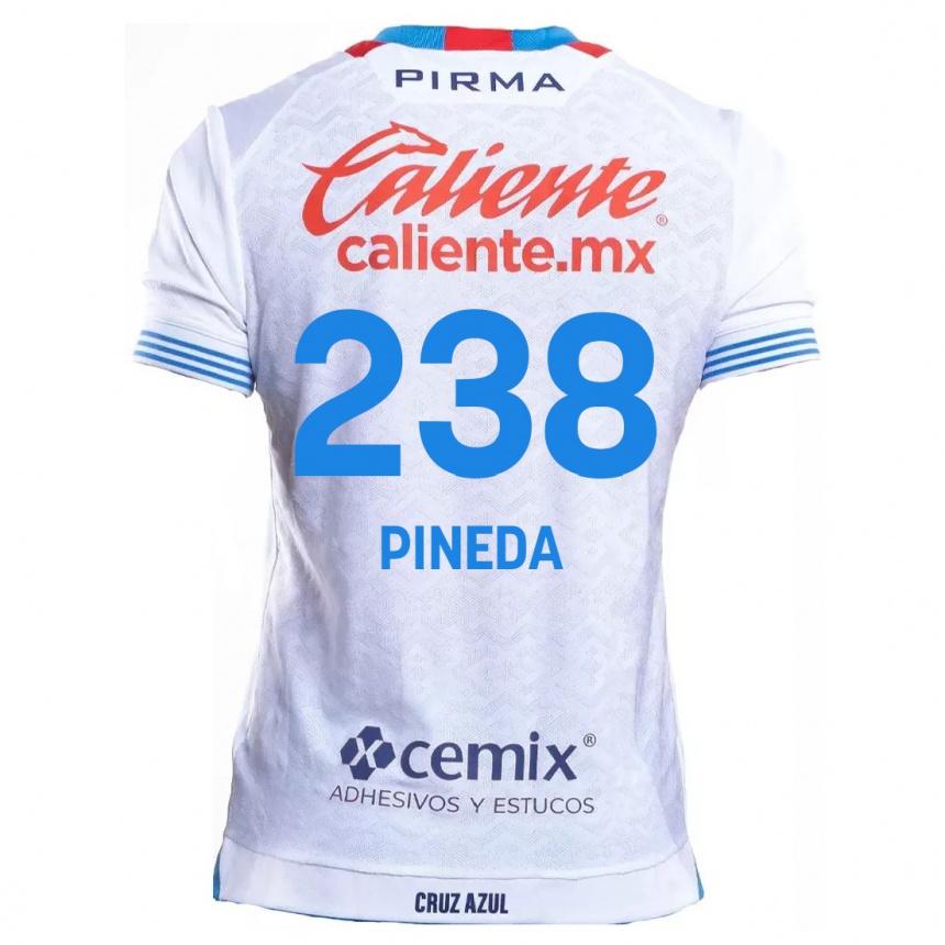 Niño Fútbol Camiseta Zadiel Pineda #238 Blanco Azul 2ª Equipación 2024/25